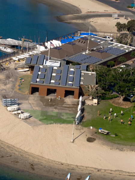 View of H. Del Beekley Rowing Center and solar array